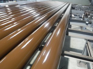 Pipework used in geothermal energy coated with Cold Cured Epoxy HR 60 Extra G in customer specific color tone brown