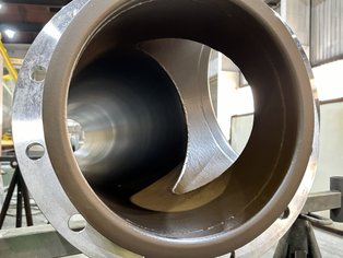 Segment of a Stainless steel Fume gas duct exposed to condensation fume gas at dew point lined with baked phenolic Si 17 N 